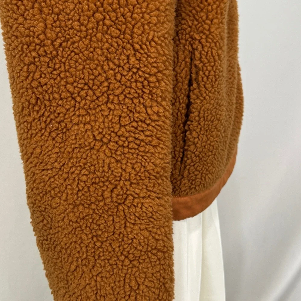Madewell size M brown faux fur bomber jacket - Picture 6 of 10